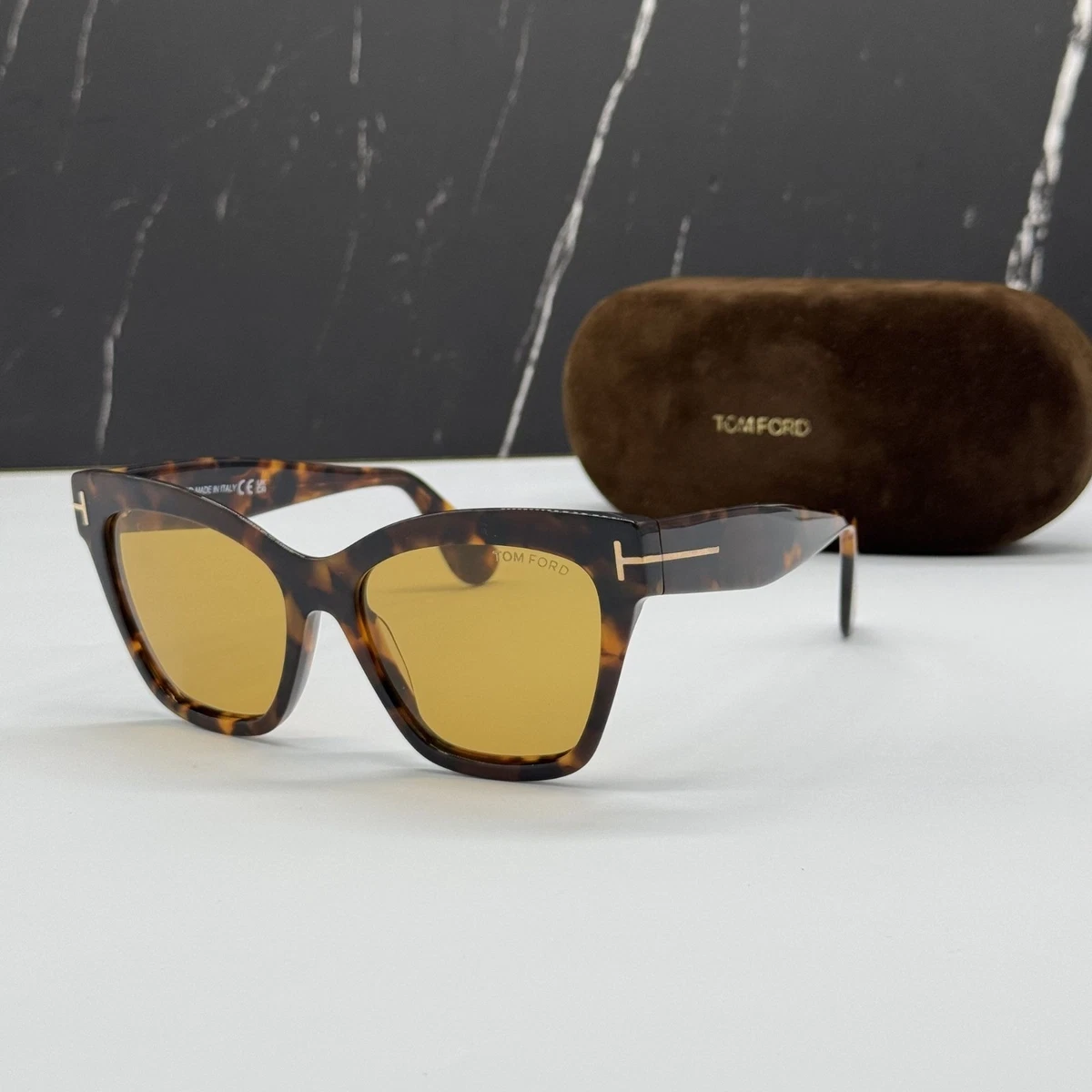 NEW TOM FORD ELVIRA TF1217 52E HAVANA/YELLOW WOMEN CAT EYE SUNGLASSES FT1217 52E Tom Ford Elvira TF1217 52E Sunglasses - Pretavoir main image 4