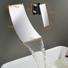Waterfall Spout Bathroom Basin Bath Tub Faucet Wall Mounted Mixer Brass Taps