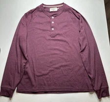 The Normal Brand Burgundy Red Henley Long Sleeve Shirt Mens L Large