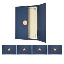 5 Pack Tri-Fold Certificate Holders, 12.6 x 9.1"Gold-Stamped, Dark Blue/Blue