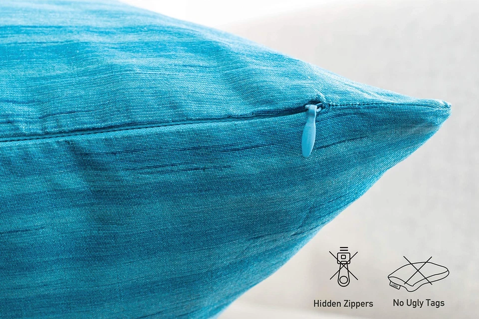 Fundas verde azulado Euro Sham (seda sintética, 26x26 pulgadas, paquete de 2) Foto 3 de 4