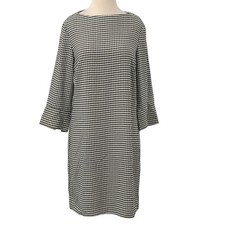 NWT H&M Women's 3/4 Sleeve Pullover Dress Black/White Houndstooth Size 6