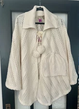 Antthony Design Originals- 2pc Sweater Cardigan Crochet Cape & Knit Hat Set New