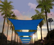 Amgo 16' x 20' Blue Rectangle Sun Shade Sail Canopy, UPF50+ UV Protection, Water