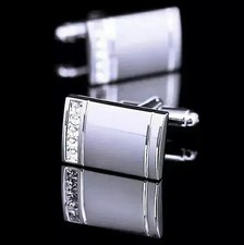 1Ct Round Cut Lab Created Diamond Men's Wedding Cufflink 14k White Gold Plated