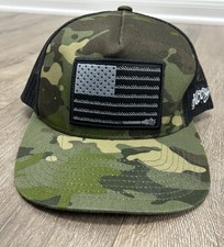 Hooey Mens Snapback Trucker Hat Green Camo Print USA Flag Cowboy Hat