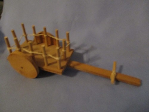 TC- Folk Art Vintage Pull Cart Wagon Wooden - Picture 5 of 5