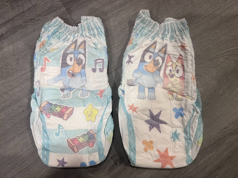 New Bluey diaper pullup sample lot, Luvs size 8, Easy Ups size 6T-7T | eBay