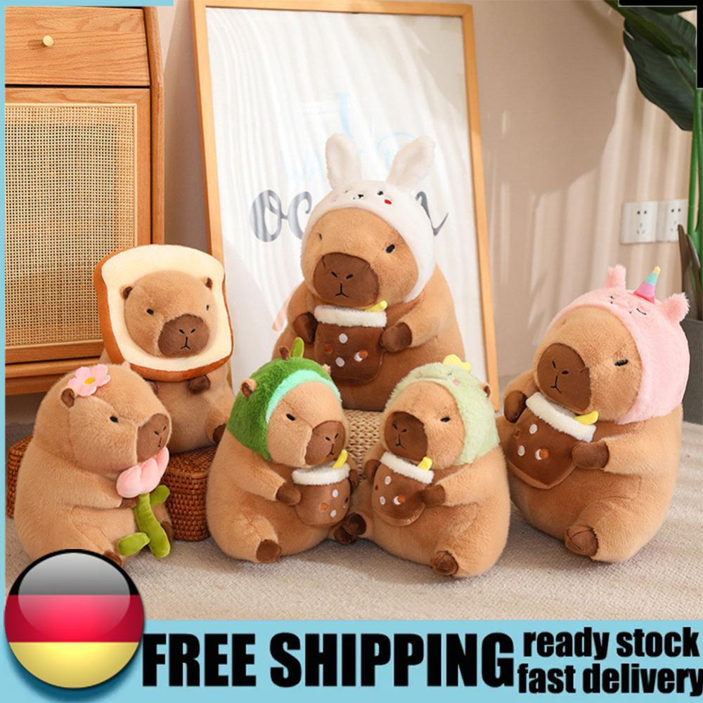Capybara Kuscheltier – 30 Cm Weiches Plüschtier Mit Geburtstagshut | Niedliches Wasserschwein Kissen Als Geschenk Für Kinder