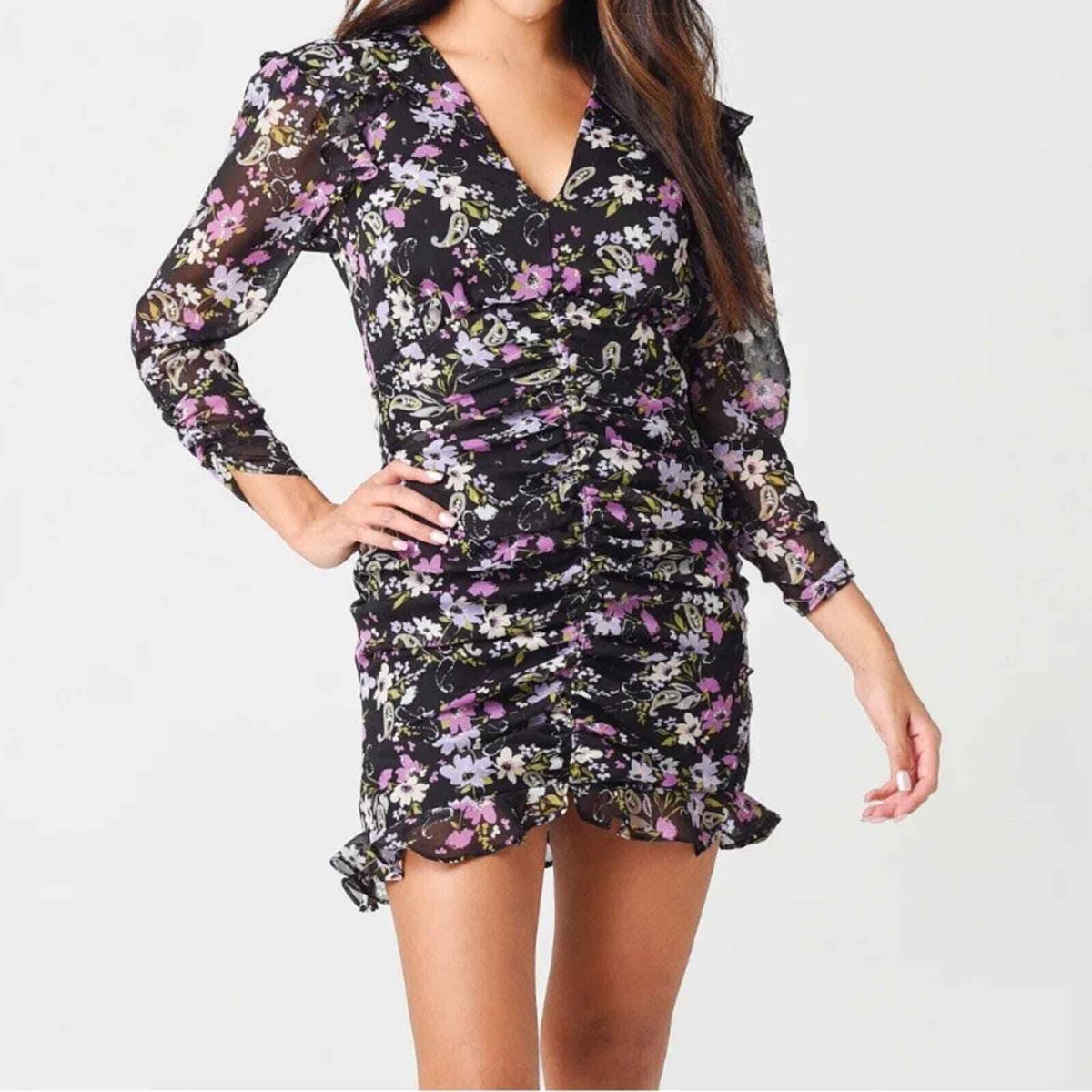 open lace back dress Daytona Pleated Floral Maxi Dress main image 1