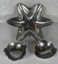 Set Of 3 Vintage Towle Pewter Silver Catch All Bowls Candy Serving Dishes India