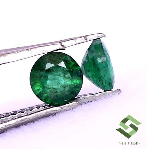 4 mm Certified Natural Emerald Round Cut Pair 0.51 CTS Unheated Loose Gemstones - Picture 3 of 6