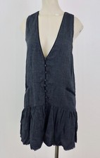 FREE PEOPLE ANAS NWT Sz XS Carbon Button Front Viscose Sleeveless Mini Dress