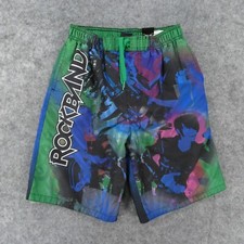 Rock Band Swim Shorts Youth 14/16 Lined Elastic w Drawstring Multi Color Logo