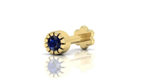 0.20Ct Round Cut Simulated Blue Sapphire 14K Yellow Gold Plated Women's Nose Pin - Picture 4 of 6