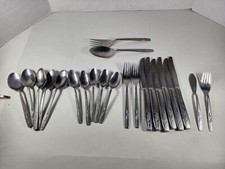 Oneida 22 Pc Lot Custom Stainless Roseanne Rose flatware mix Set USED