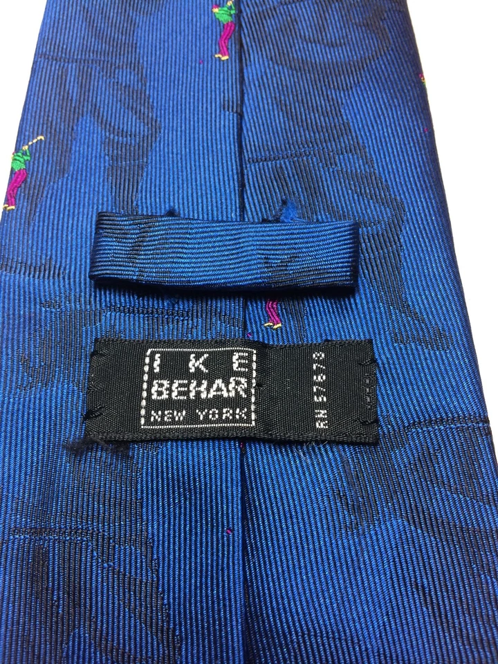 IKE BEHAR МУЖСКОЙ ГАЛСТУК СИНИЙ С КРАСНЫЙ ЗЕЛЕНЫЙ ГОЛЬФИСТЫ 3,75 X 60 - Изображение 4 из 4