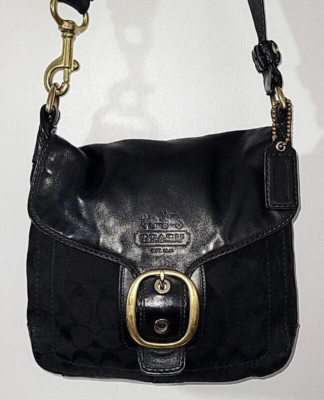 COACH BLEEKER SIGNATURE CANVAS LEATHER FLAP SHOULDER BAG COACH BLEEKER SIGNATURE CANVAS LEATHER FLAP SHOULDER BAG