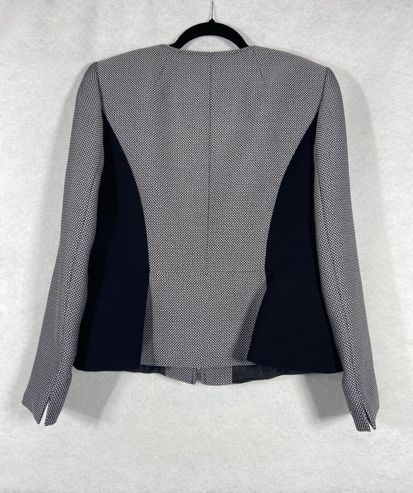 Traje Falda Tahari Asl 2 Piezas Para Mujer’s 10 Gris Negro Cremallera Completa Mangas Largas Sarga Foto 4 de 4