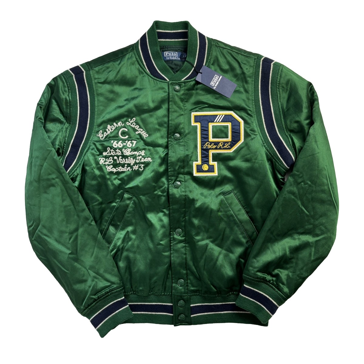 Polo Ralph Lauren Satin Varsity State Champs Letterman Jacket S NWT