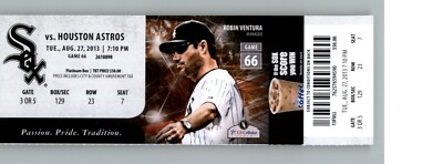 Houston Astros vs Chicago White Sox 8/27/2013 Full Ticket - Robin Ventura .