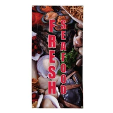 Vertical Vinyl Banner Multiple Sizes Fresh Seafood Food and Drink Outdoor
