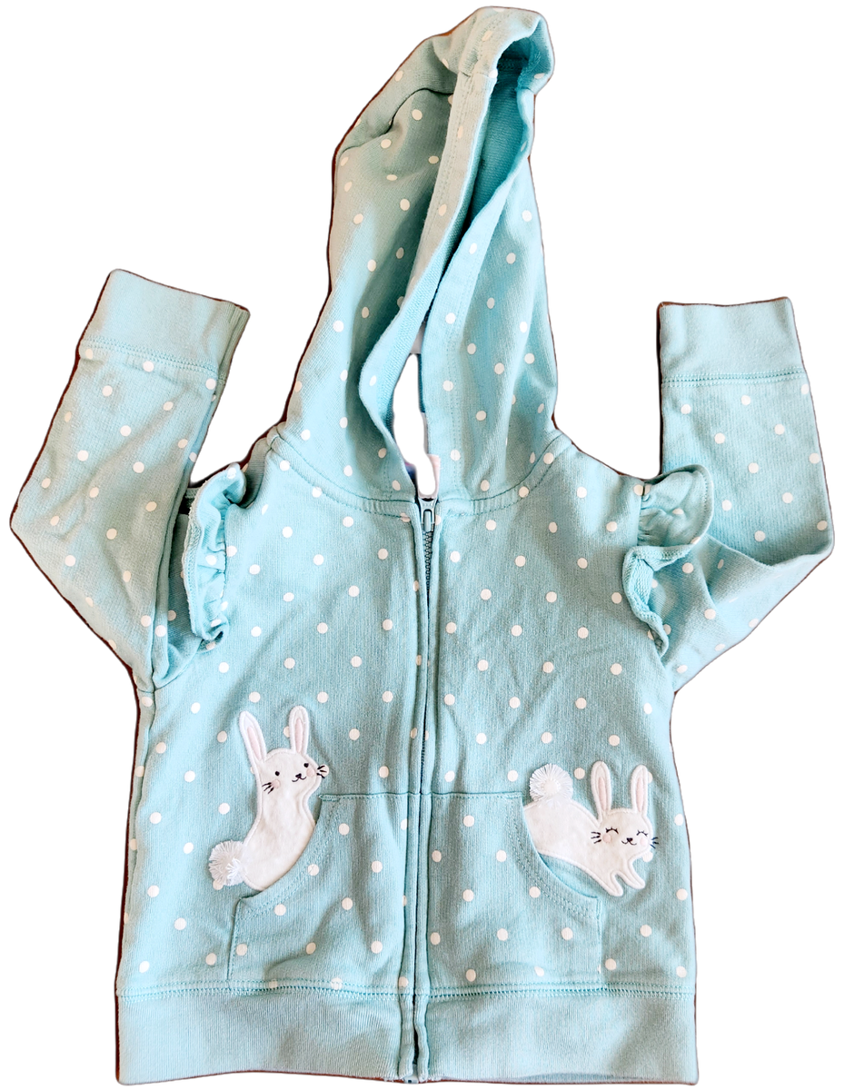 Carter’s Blue and Pink Baby Girl Bunny Sweater Hoodie Size 12M
