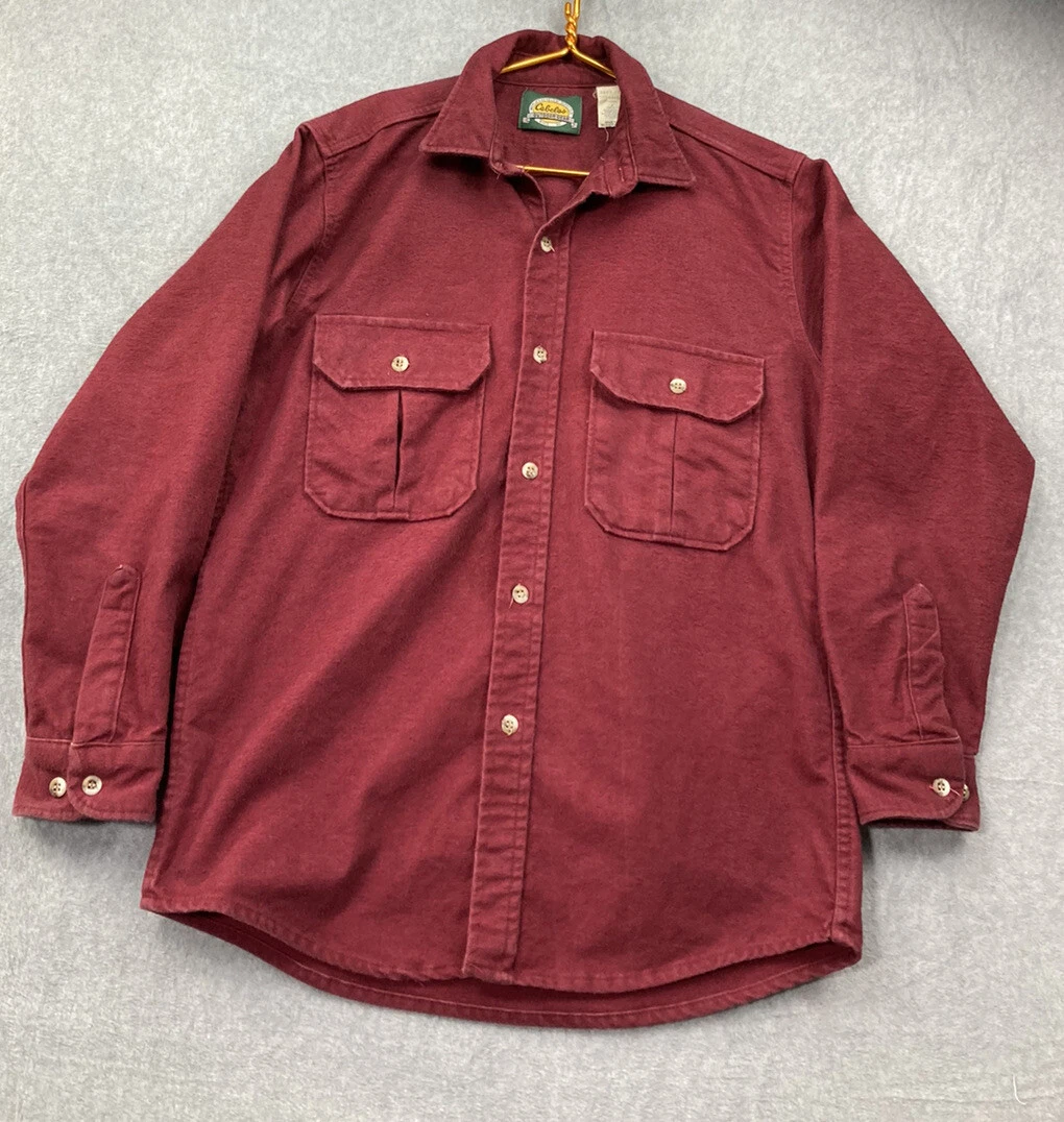 Vintage Cabela's Flannel Long Sleeve Shirt Side M Made in USA Red  B-33