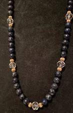 Vtg 14k Gold Natural Lapis Lazuli Bead Strand 21  Necklace 42 Grams B