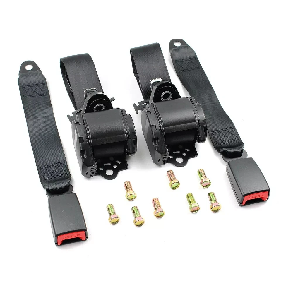 Kit retractor cinturón seguridad coche trasero negro para todos fiat Foto 2 de 4