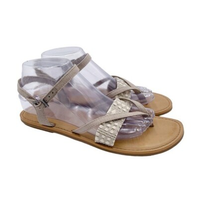 Toms Lexie Strappy Sandals Oxford Tan Heritage Canvas Diamond Tribal Size 9