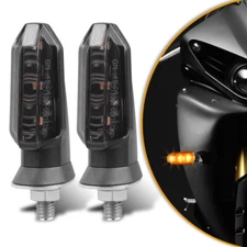 Motorcycle LED Turn Signal Blinker Light Indicator Smoke Amber For Honda Yamaha