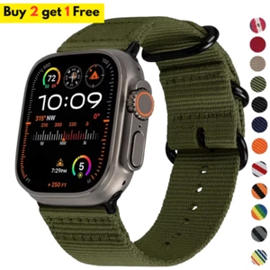 Nylon Strap For Apple watch band Ultra 2 45mm 41mm 42mm 49mm Military Woven band