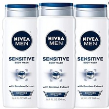 Nivea Men Sensitive Body Wash with Bamboo Extract, 3 Pack
