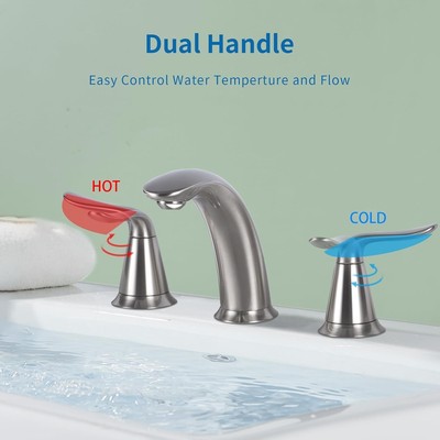 VXV Bathroom Faucet 3 Hole, 8 Inch Widespread Bathroom Sink Faucet for Lavatory