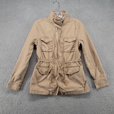 Old Navy jacket Women's XS bomber Camel brown adjustable pockets long sleeve