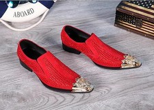Hot Men Stylish Metal Pointy Toe Rhinestone Slip On Loafers Shoes Dress Formal