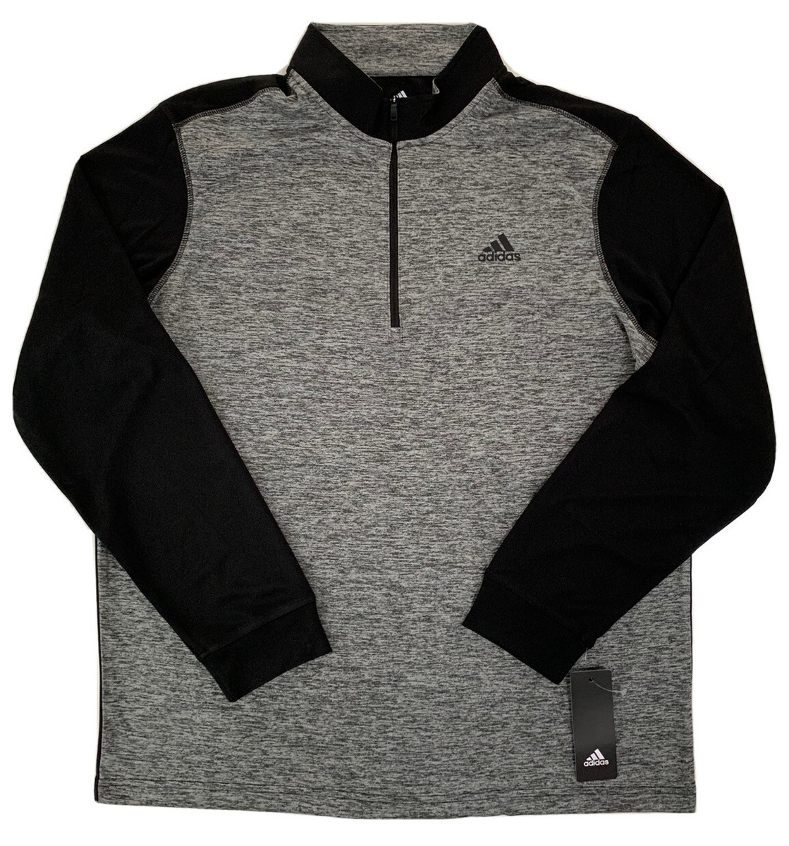 Adidas Men's Double Pique 1/4 Zip Mock Golf Top Colorblock Black