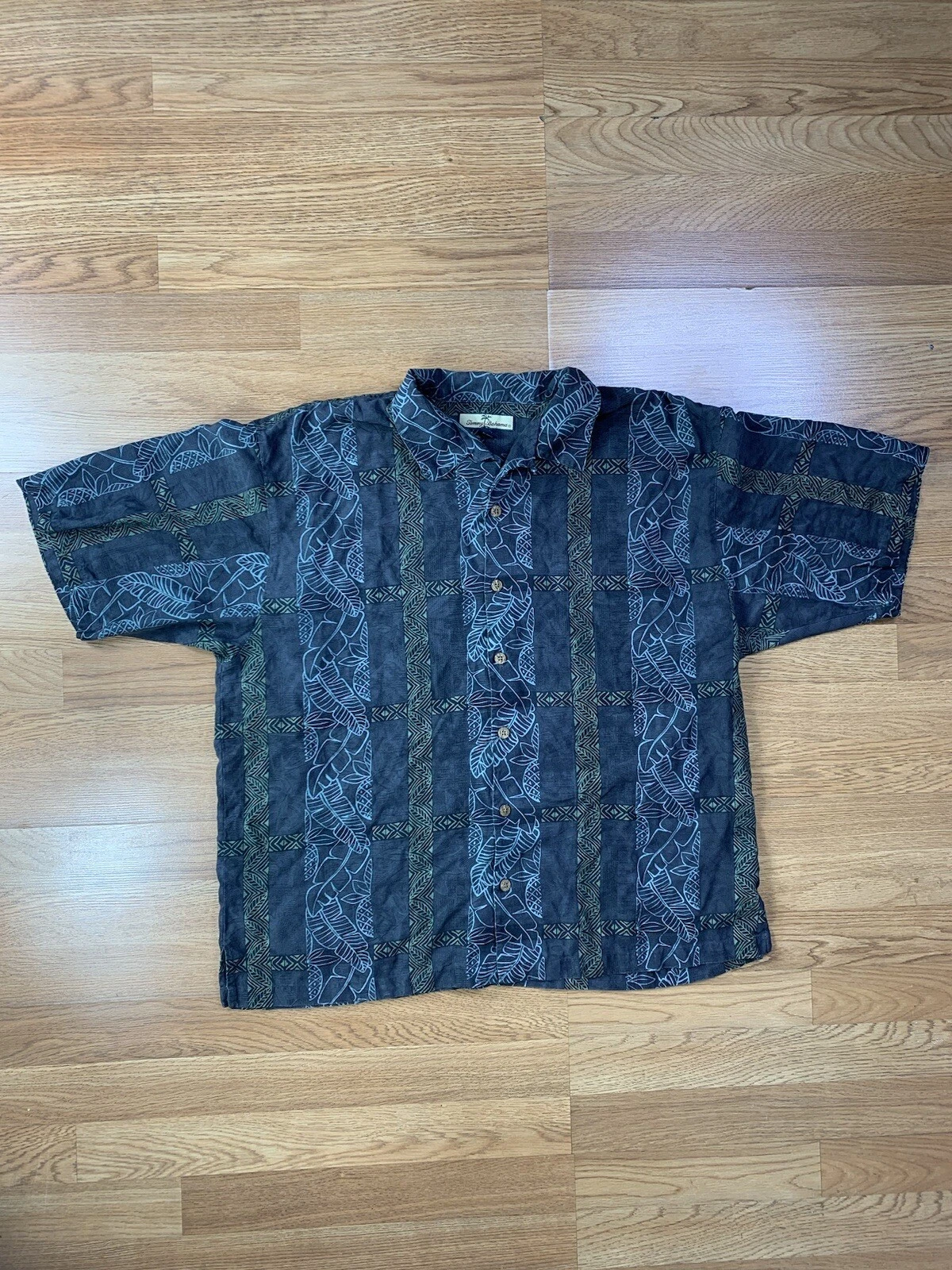 Tommy Bahama Mens Floral Silk Hawaiian Shirt Button Up Men's XL Pineapple