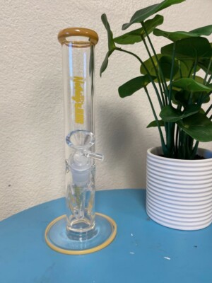 10'' Yellow Hookah Water Pipe Straight Tube Bong +1 EXTRA FREE DOWNSTEM