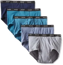 Fruit of the Loom Men's Big Stripe Solid Briefs Pack of Five Assorted, Large
