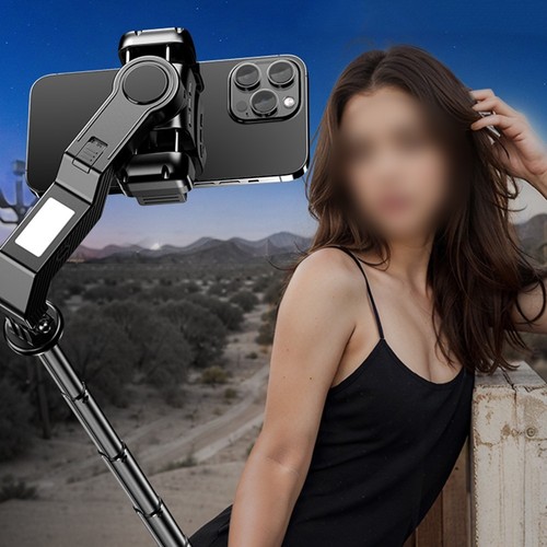 Sleek Smartphone Gimbal With Integrated Fill Light and Tripod Accessory - Picture 6 of 21