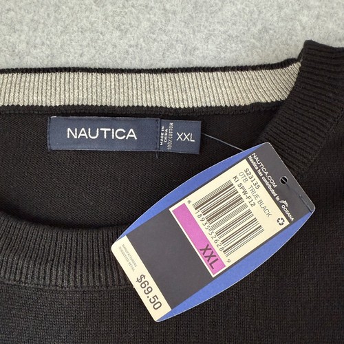 Nautica Sweater Black Long Sleeve Crew Neck Cotton Knit Casual Mens Size XXL NWT - Picture 9 of 11
