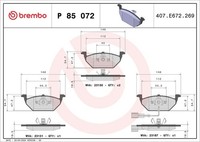 Brembo Bremsbelagsatz, Scheibenbremse P 85 072X FüR Seat VW Skoda Audi