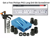 15Pcs Pocket Hole Jig Kit, 15 Degree Woodworking Inclined Hole Jig with 6/8/10mm