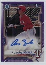 2021 Bowman Draft Chrome Pick Purple Refractor 18/250 Aaron Zavala Auto 07m7