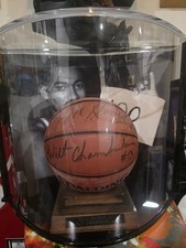 WILT CHAMBERLAIN & BILL RUSSELL AUTOGRAPHED DUAL SIGNED BASKETBALL.