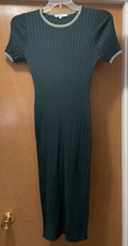 Pre-Owned Madewell Ladies Large Ribbed Midi Sweater Green Short Sleeve Dress