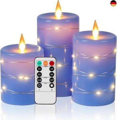 Da by LED Kerzen, 3 LED-Batteriekerzen, mit 11-Tasten-Fernbedienung,