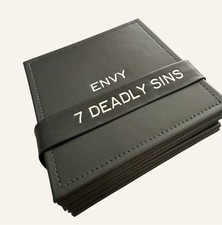 Seven Deadly Sins Coasters Set (7) w/ Holder – Gothic Drink Coasters Bar Gift